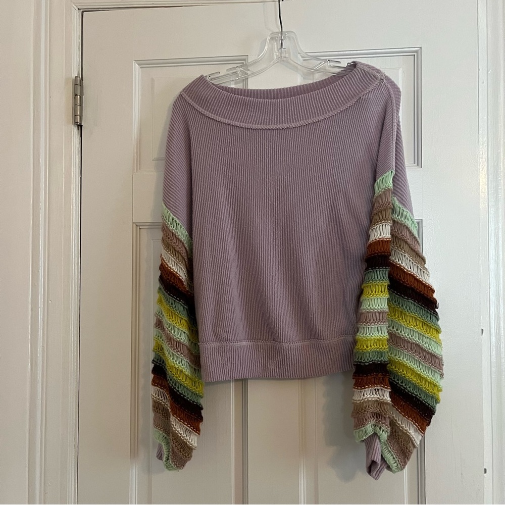 Free People Purple Balloon Sleeve Sweater Size XS